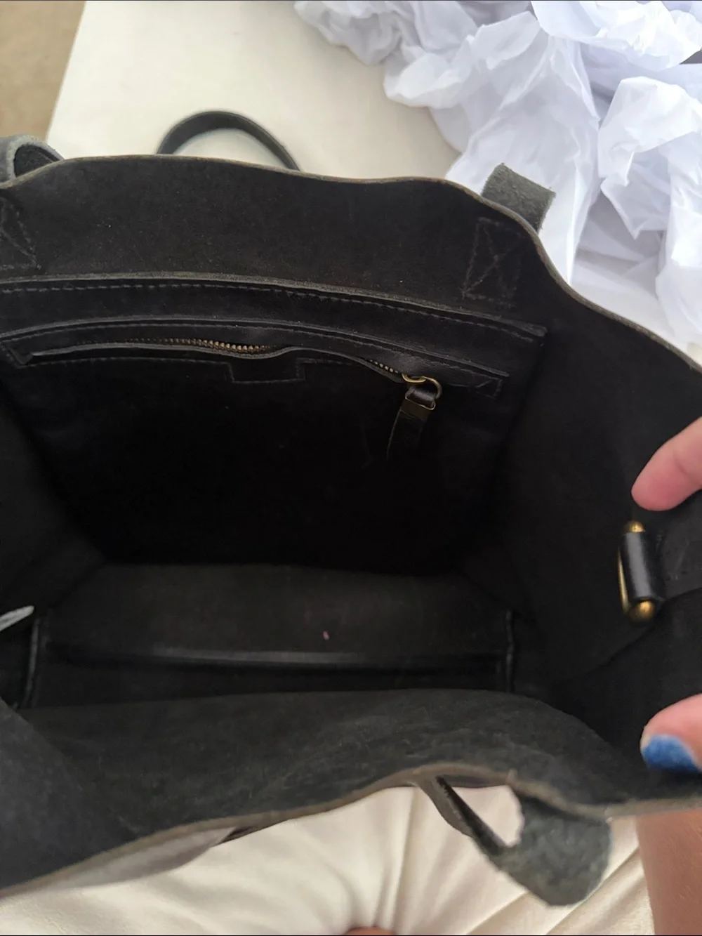 Madewell Black Leather Tote with Removable Strap